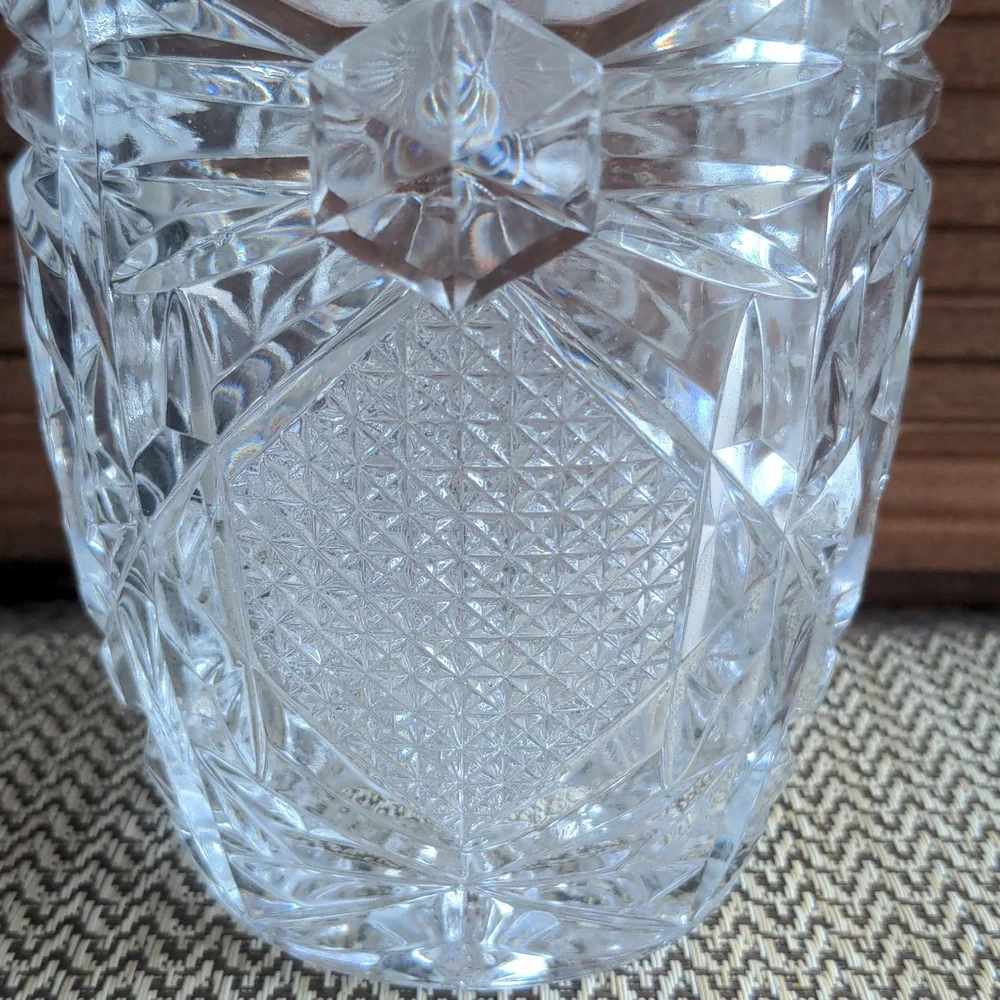Vintage Italian Crystal Ice Bucket Cut Glass Saw Tooth Edge
